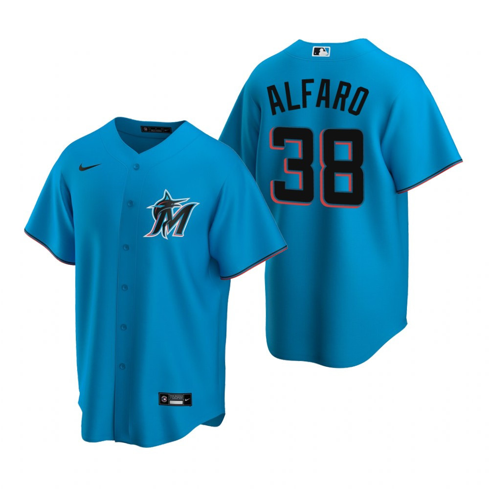 Mens Miami Marlins #38 Jorge Alfaro 2020 Blue Jersey Gift For Marlins Fans