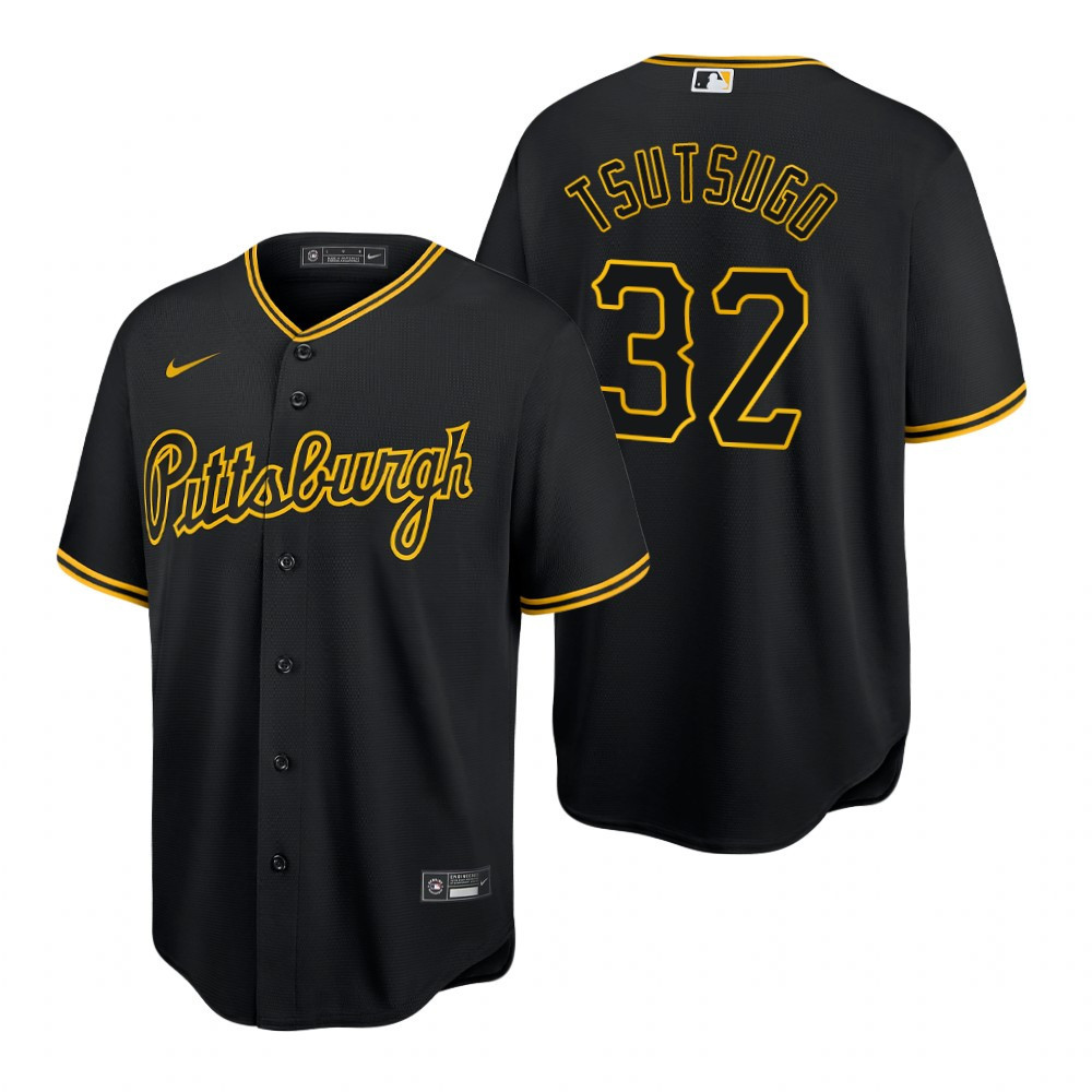 Mens Pittsburgh Pirates #32 Yoshi Tsutsugo 2020 Baseball Black Jersey Gift For Pirates Fans