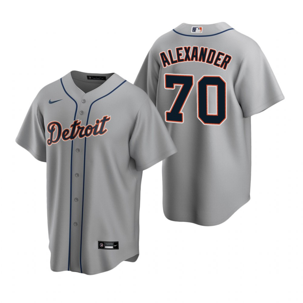 Mens Detroit #70 Tyler Alexander Road Gray Jersey Gift For Tigers Fans