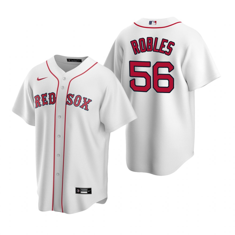 Mens Boston Red Sox #56 Hansel Robles Home White Jersey Gift For Red Sox Fans