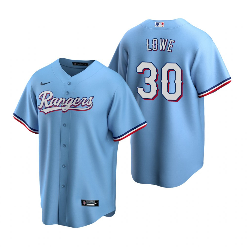 Mens Texas Rangers #30 Nathaniel Lowe Alternate Light Blue Jersey Gift For Rangers Fans