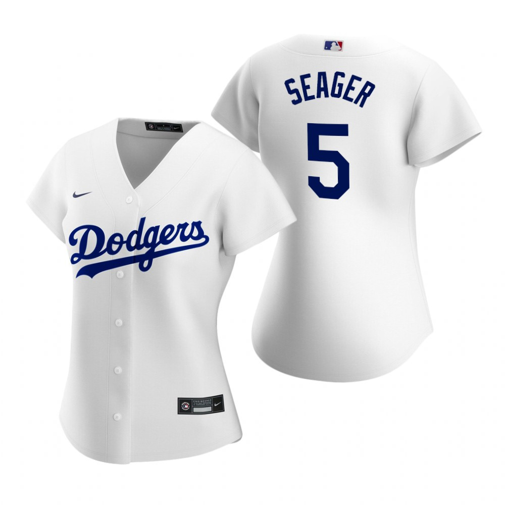 Womens Los Angeles Dodgers #5 Corey Seager 2020 White Jersey Gift For Dodgers Fans