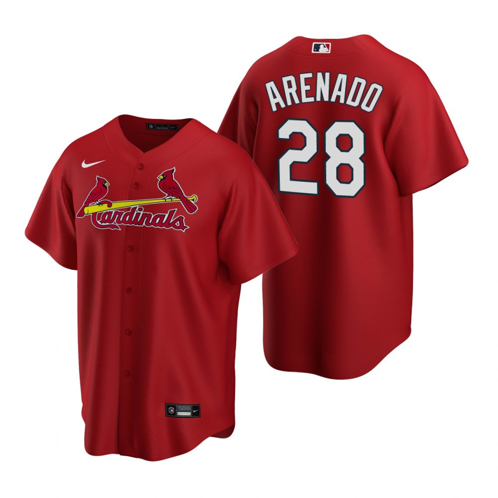 Mens St. Louis Cardinals #28 Nolan Arenado Alternate Red Jersey Gift For Cardinals Fans