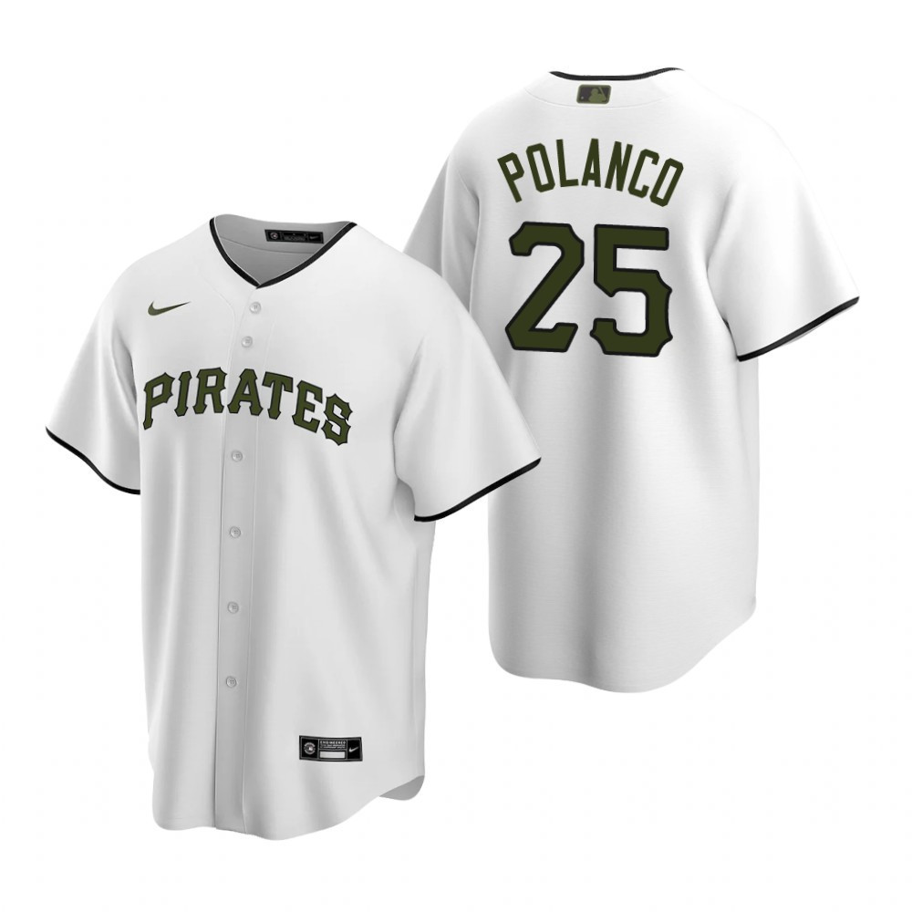 Mens Pittsburgh Pirates #25 Gregory Polanco 2020 Alternate White Jersey Gift For Pirates Fans