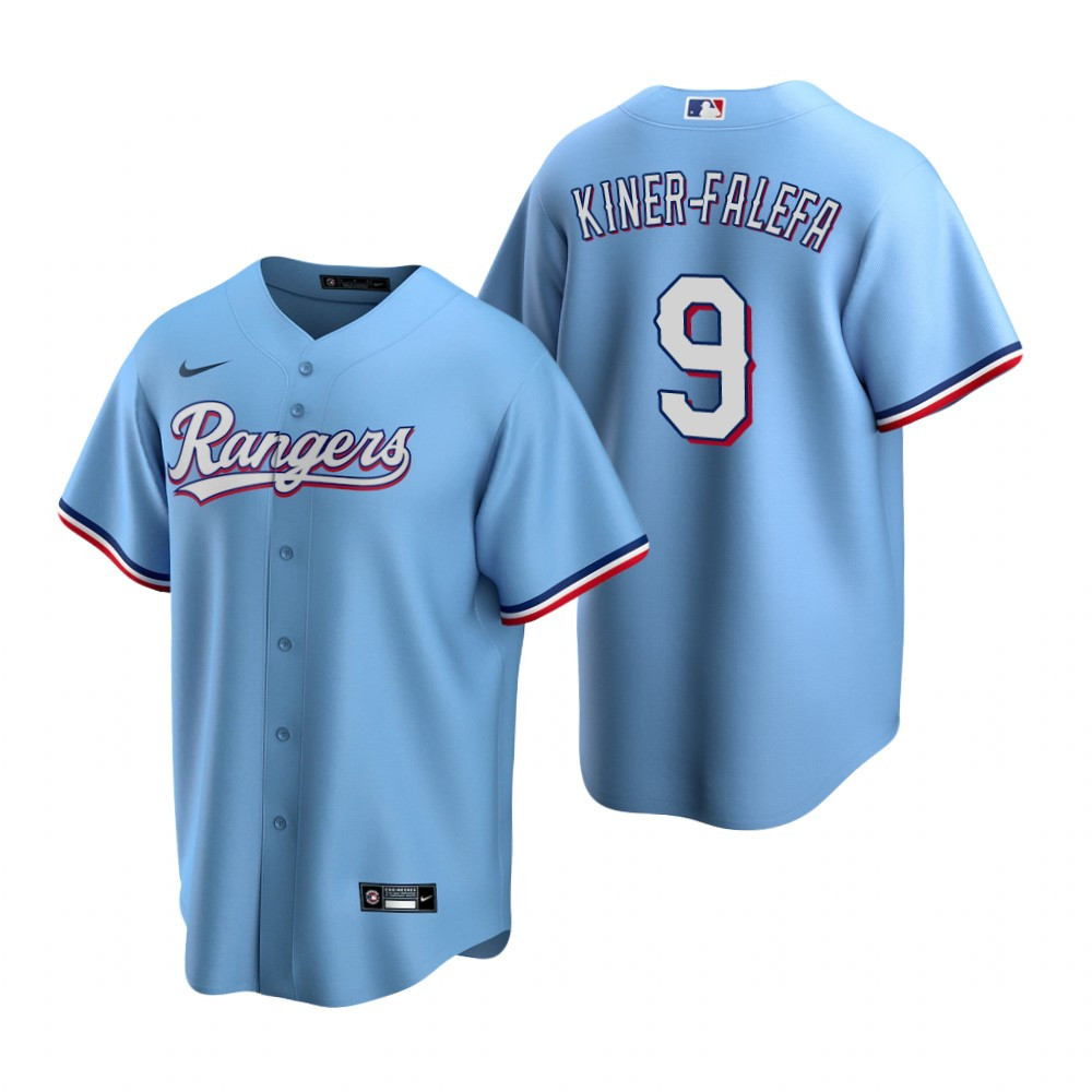 Mens Texas Rangers #9 Isiah Kiner-Falefa Alternate Light Blue Jersey Gift For Rangers Fans