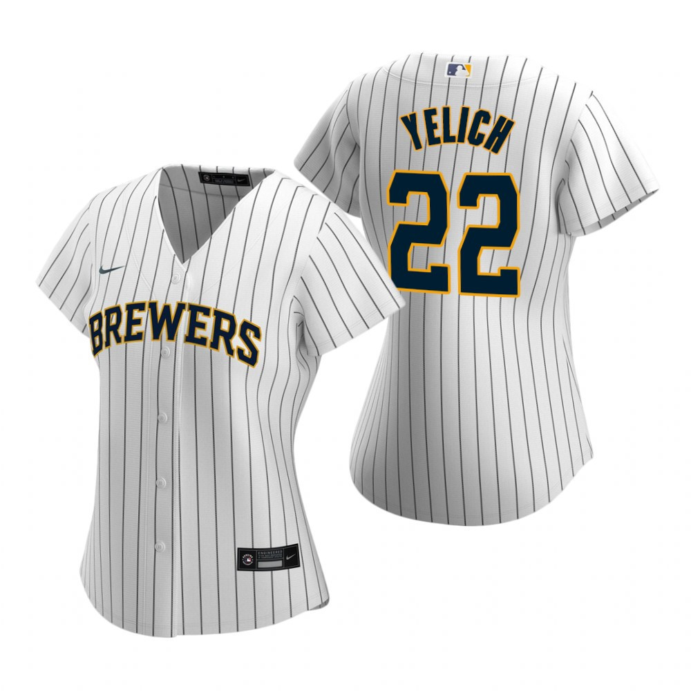 Women'S Brewers #22 Christian Yelich White 2020 Alternate Jersey Gift For Brewers Fan