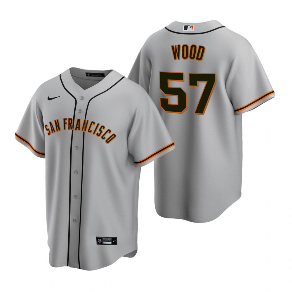 Mens San Francisco Giants #57 Alex Wood 2020 Road Gray Jersey Gift For Giants Fans