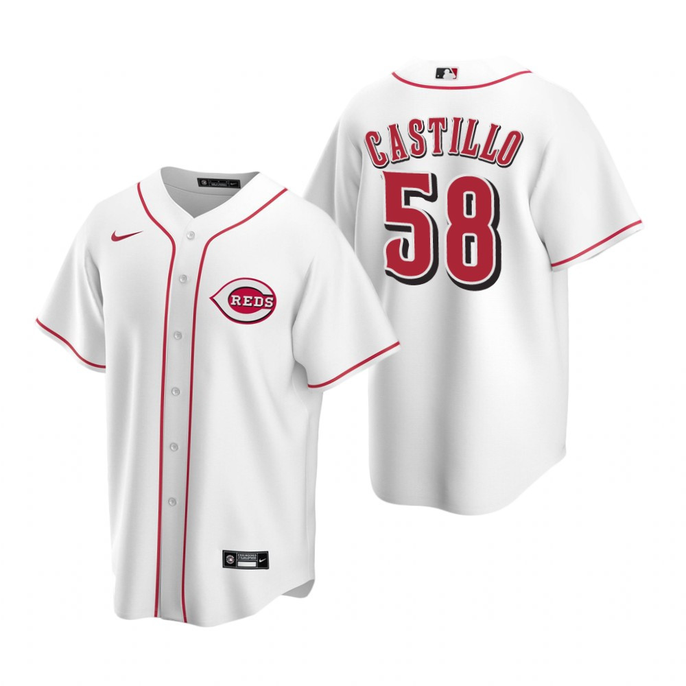 Mens Cincinnati Reds #58 Luis Castillo Home White Jersey Gift For Reds Fans
