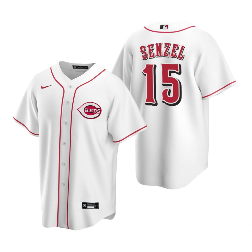 Mens Cincinnati Reds #15 Nick Senzel Home White Jersey Gift For Reds Fans