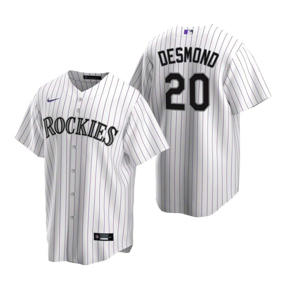 Mens Colorado Rockies #20 Ian Desmond White Home Jersey Gift For Rockies Fans