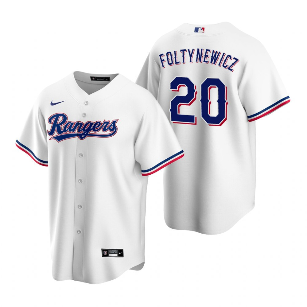 Mens Texas Rangers #20 Mike Foltynewicz Home White Jersey Gift For Rangers Fans