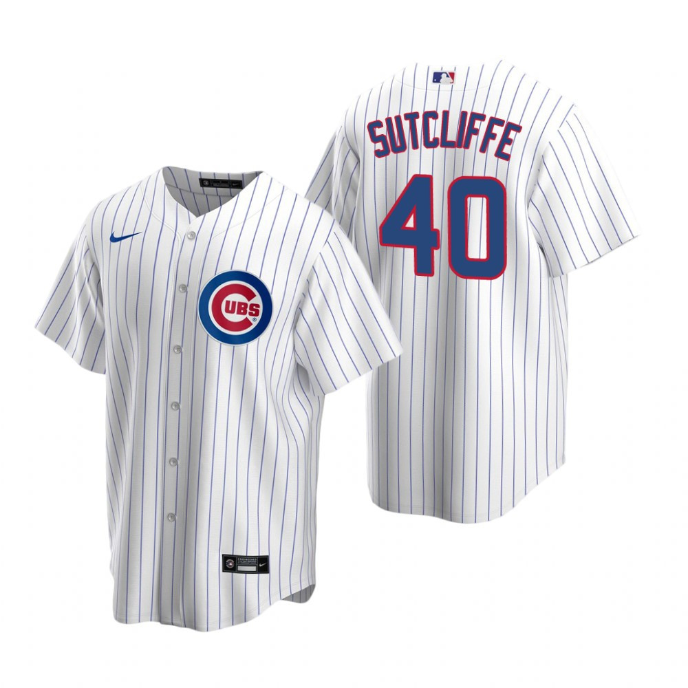 Mens Chicago Cubs #40 Rick Sutcliffe Retired Player White Jersey Gift For Cubs Fans