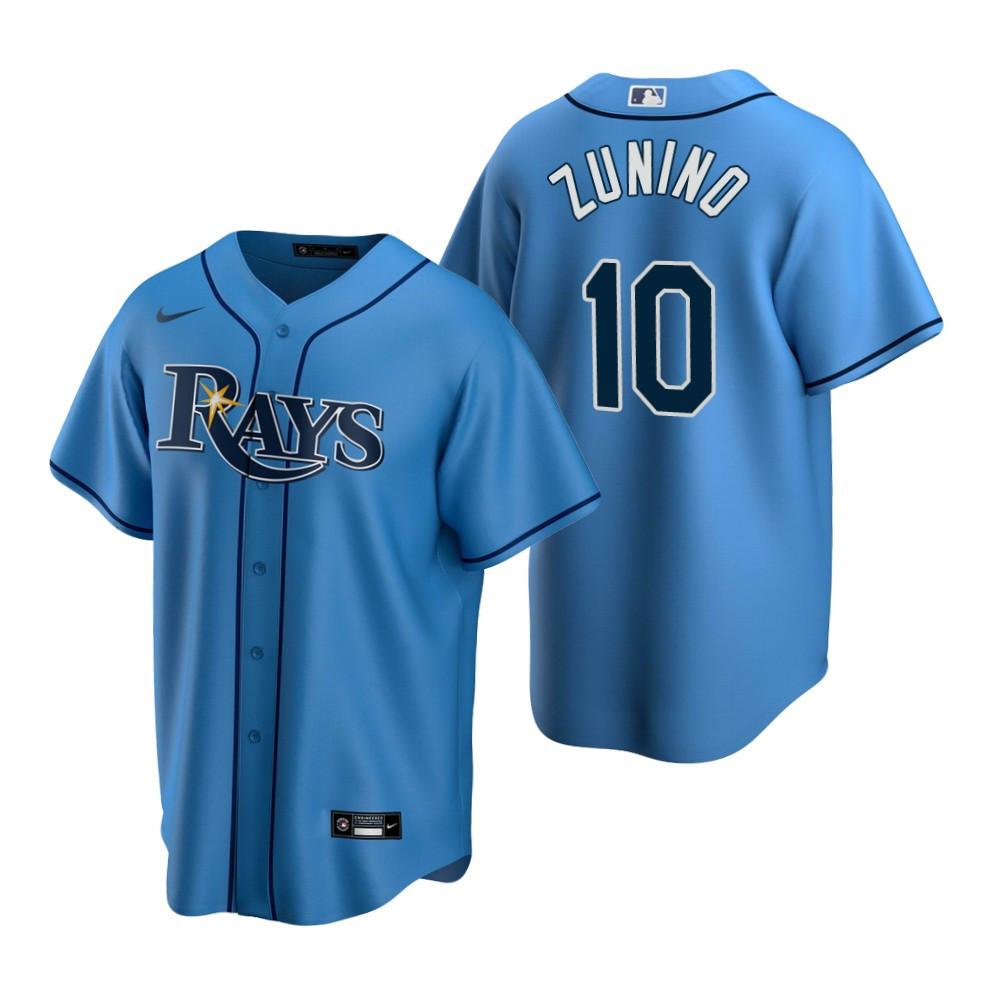 Mens Tampa Bay Rays #10 Mike Zunino Alternate Light Blue Jersey Gift For Rays Fans