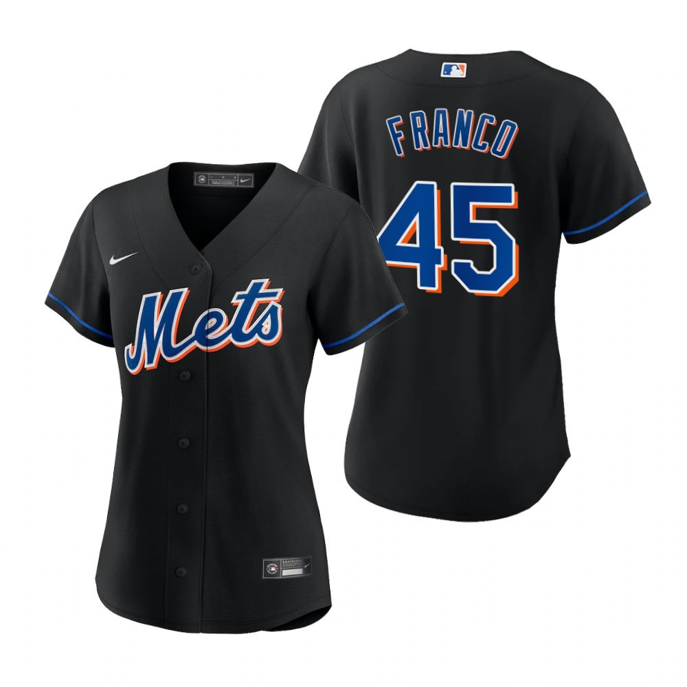 Womens New York Mets #45 John Franco 2020 Black Jersey Gift For Mets And Baseball Fans