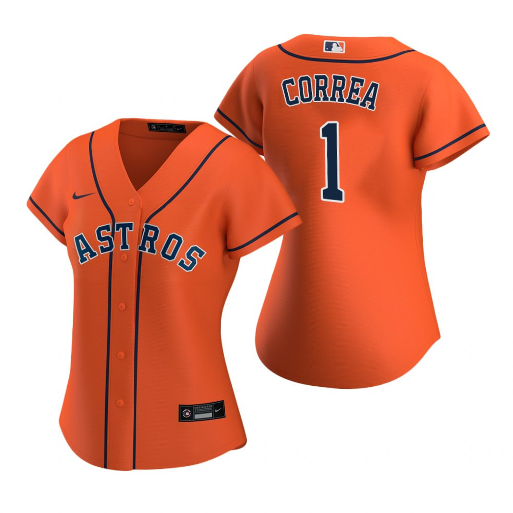 Women'S Astros #1 Carlos Correa Orange 2020 Alternate Jersey Gift For Astros Fan