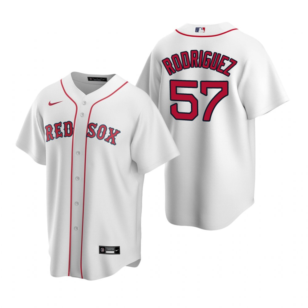 Mens Boston Red Sox #57 Eduardo Rodriguez Home White Jersey Gift For Red Sox Fans