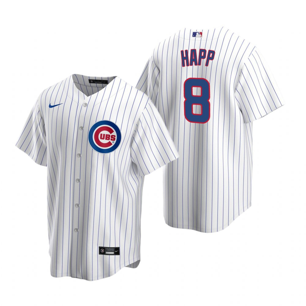 Mens Chicago Cubs #8 Ian Happ Home White Jersey Gift For Cubs Fans