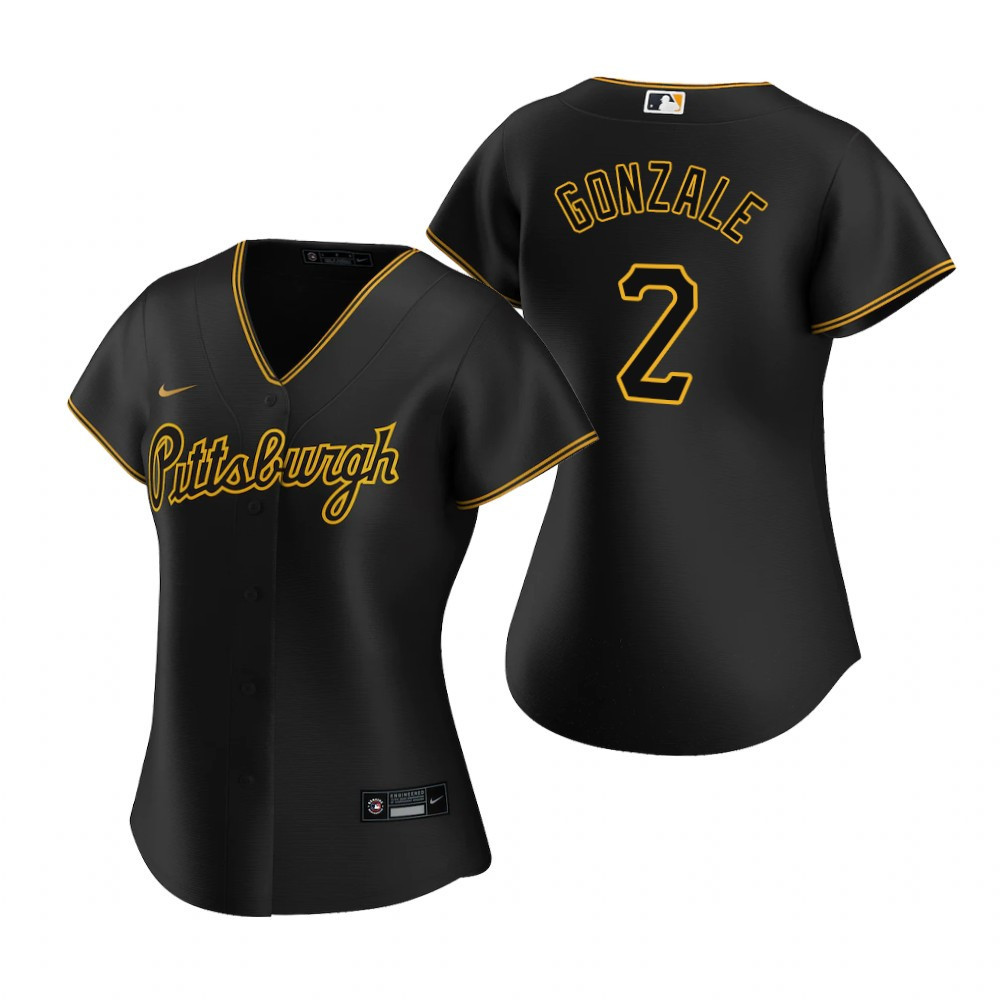 Womens Pittsburgh Pirates #2 Erik Gonzalez 2020 Black Jersey Gift For Pirates Fans