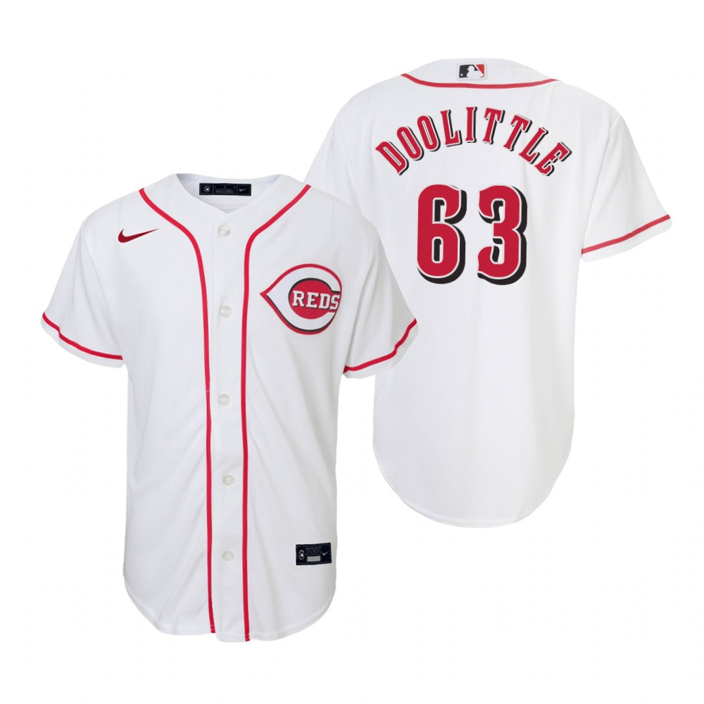 Youth Cincinnati Reds #63 Sean Doolittle Collection 2020 Alternate White Jersey Gift For Reds Fans