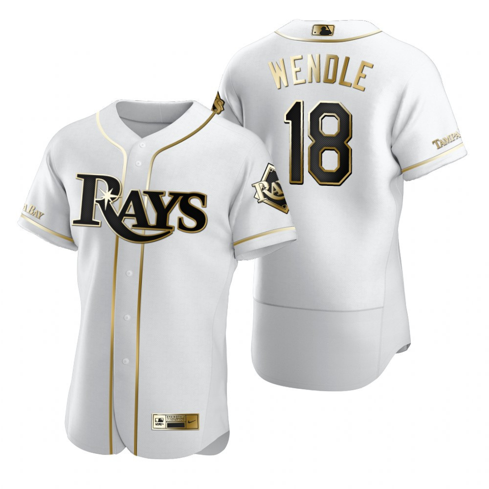 Tampa Bay Rays #18 Joey Wendle Mlb Golden Edition White Jersey Gift For Rays Fans