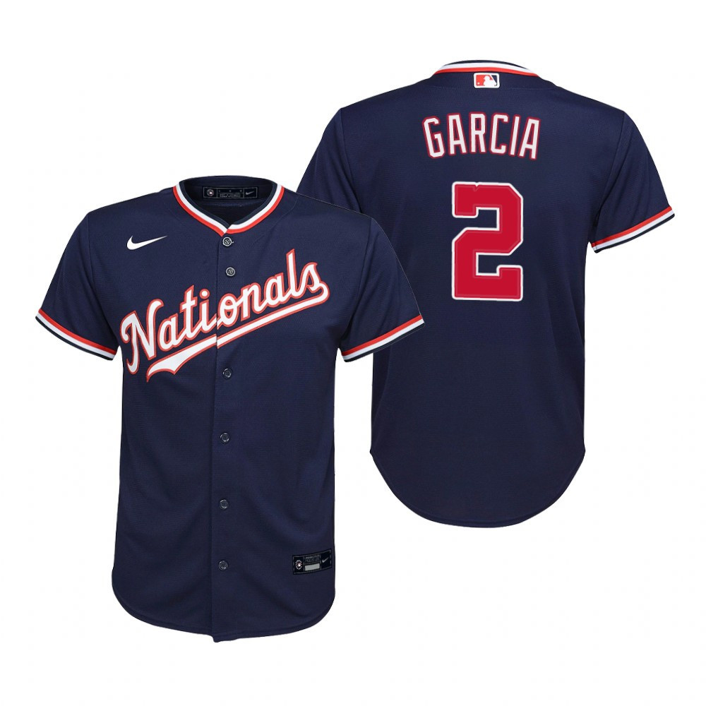Youth Washington Nationals #2 Luis Garcia 2020 Alternate Navy Jersey Gift For Nationals Fans