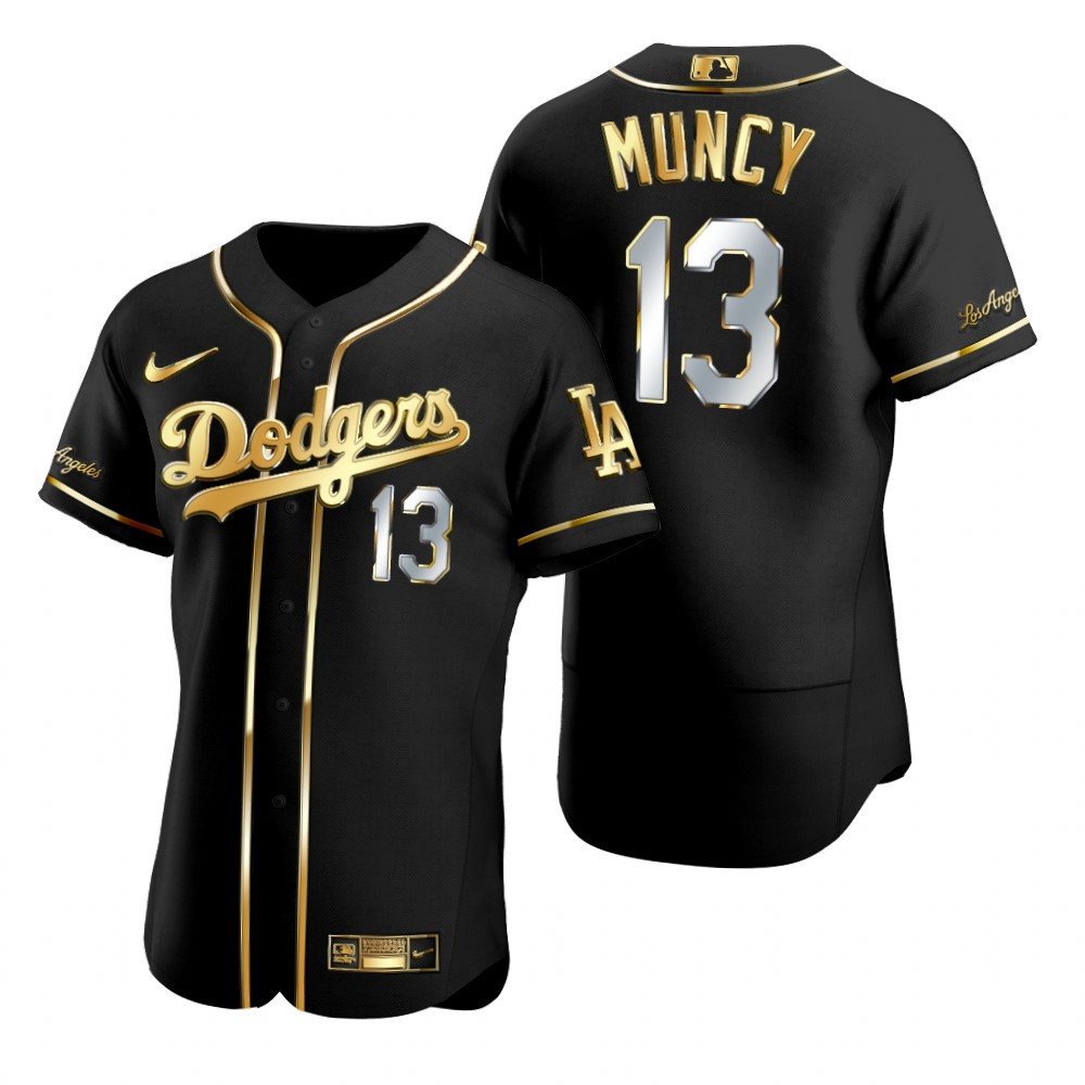 Los Angeles Dodgers #13 Max Muncy Mlb Golden Edition Black Jersey Gift For Dodgers Fans
