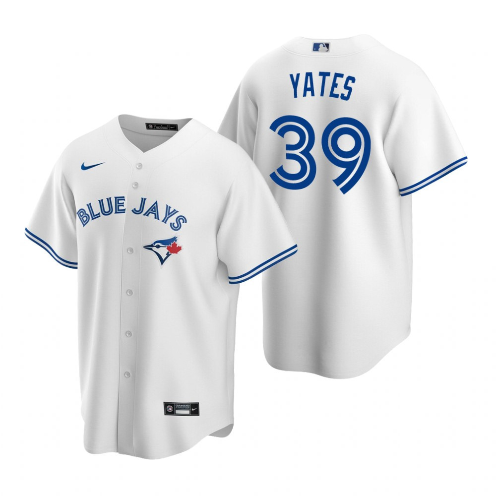 Mens Blue Jays #39 Kirby Yates White Home Jersey Gift For Blue Jays Fans