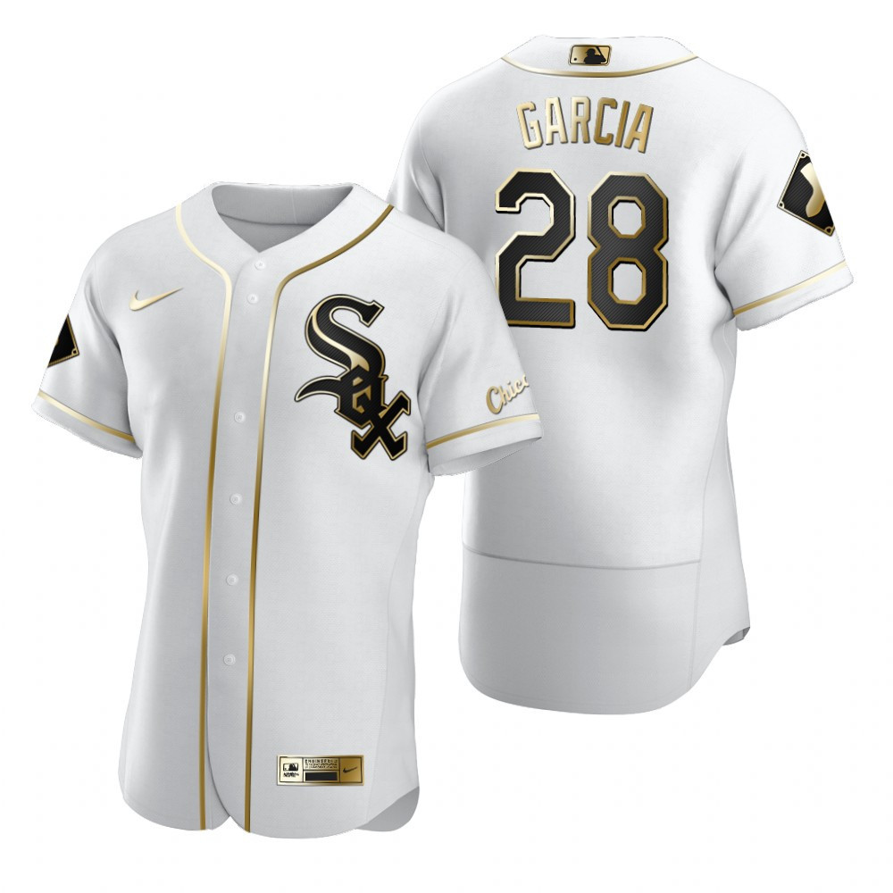 Chicago White Sox #28 Leury Garcia Mlb Golden Edition White Jersey Gift For White Sox Fans