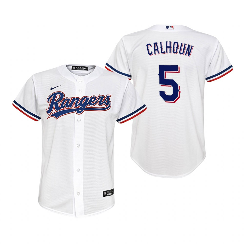 Youth Texas Rangers #5 Willie Calhoun 2020 White Jersey Gift For Rangers Fans