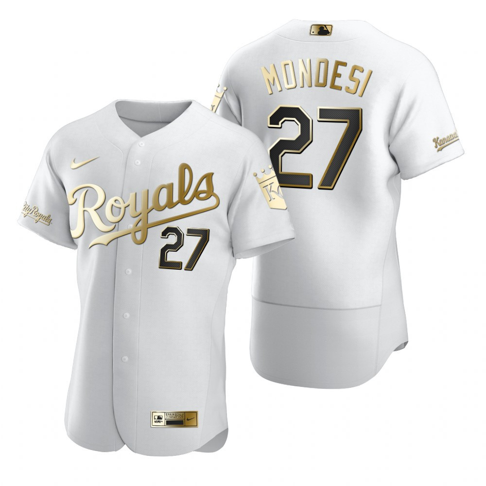 Kansas City Royals #27 Adalberto Mondesi Mlb Golden Edition White Jersey Gift For Royals Fans