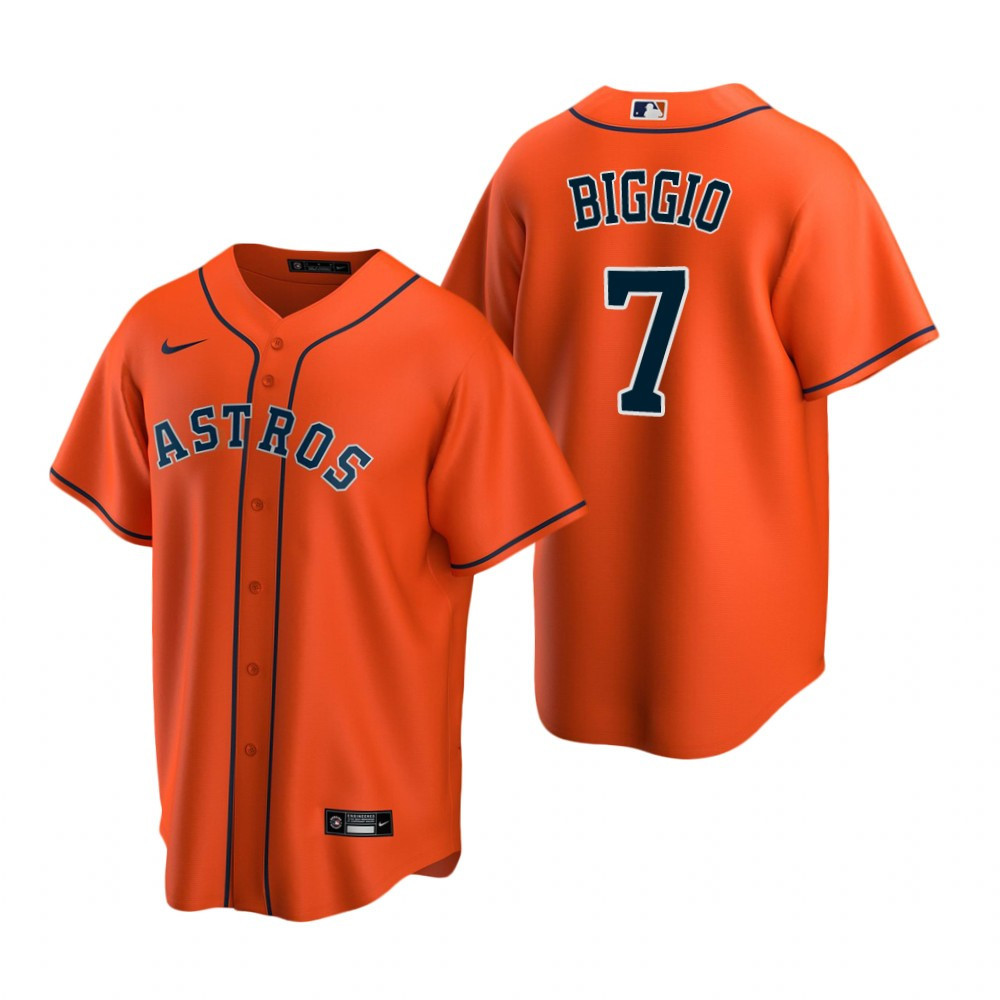 Mens Houston Astros #7 Craig Biggio 2020 Alternate Orange Jersey Gift For Astros Fans