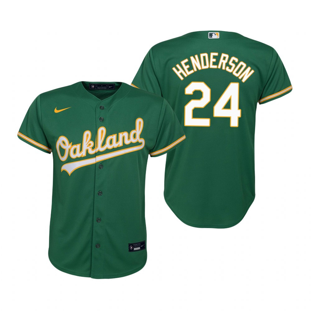 Youth Oakland Athletics #24 Rickley Henderson 2020 Kelly Green Jersey Gift For Athletics Fans