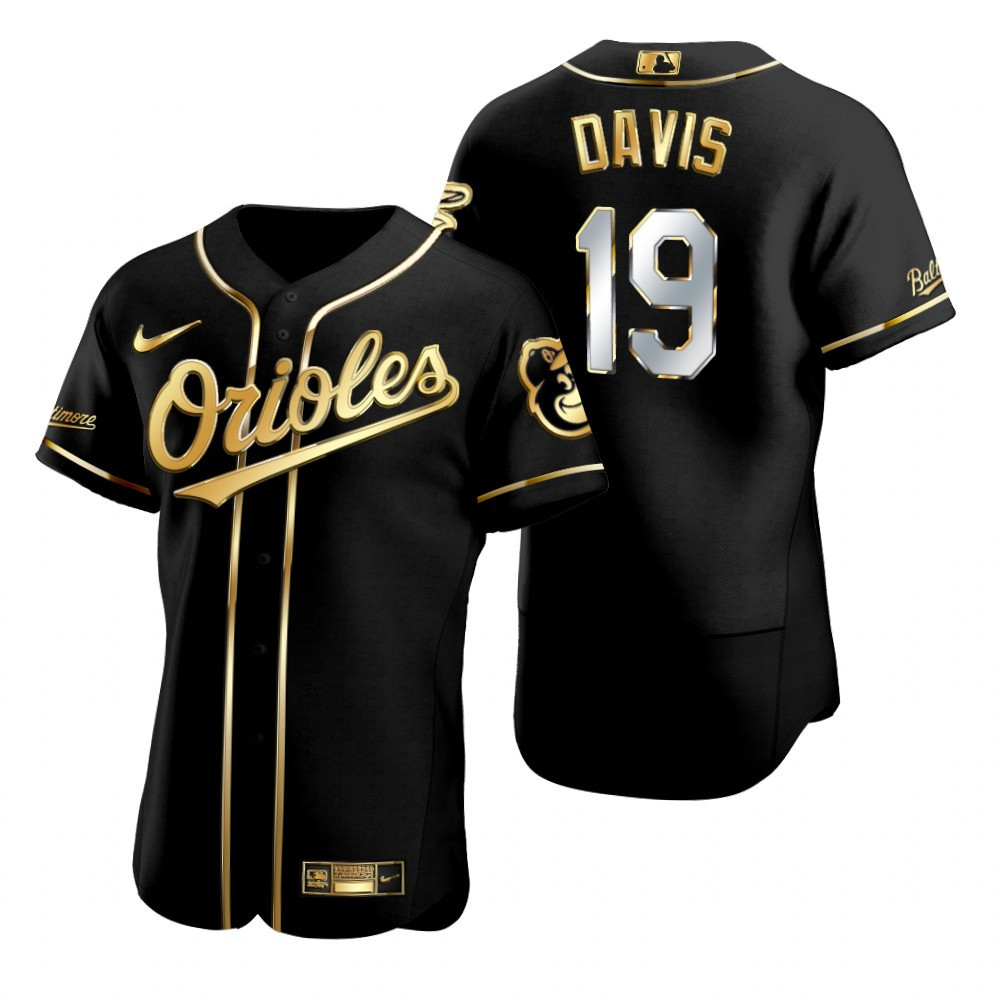 Baltimore Orioles #19 Chris Davis Mlb Golden Edition Black Jersey Gift For Orioles Fans