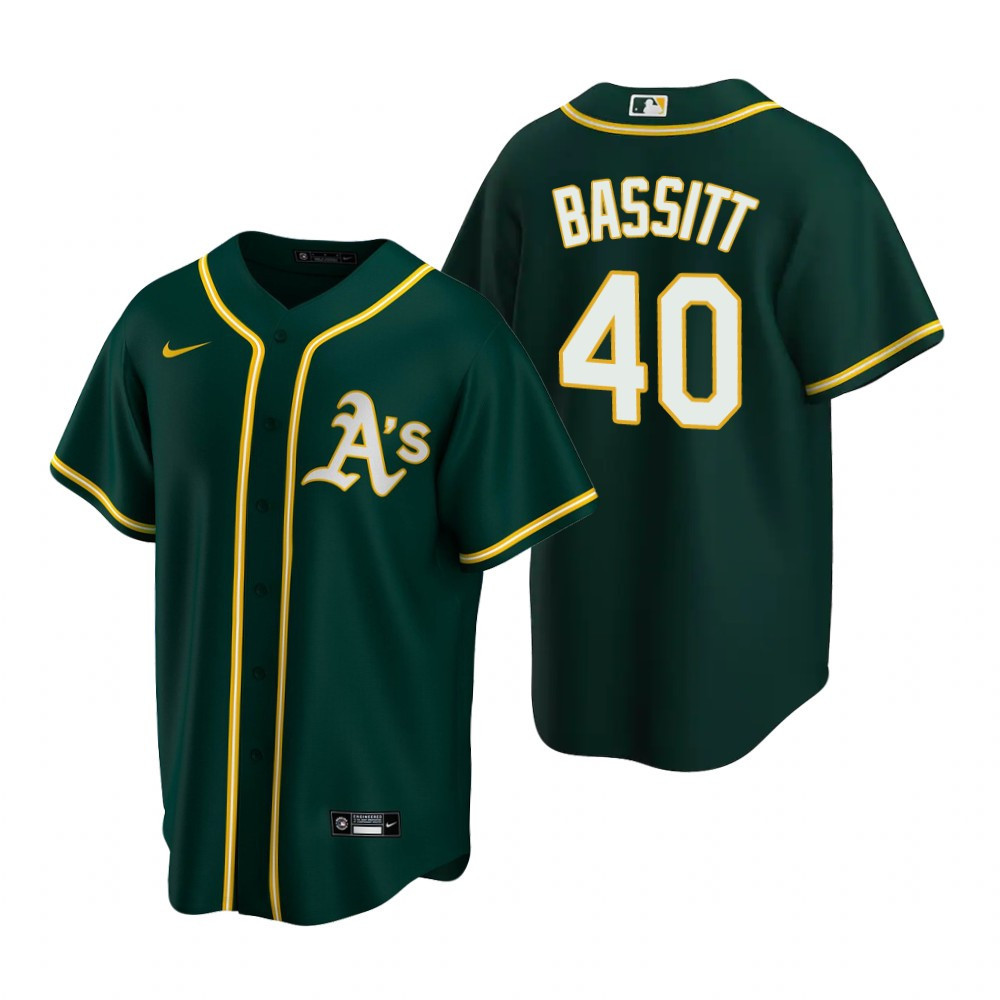 Mens Oakland Athletics #40 Chris Bassit 2020 Alternate Green Jersey Gift For Athletics Fans