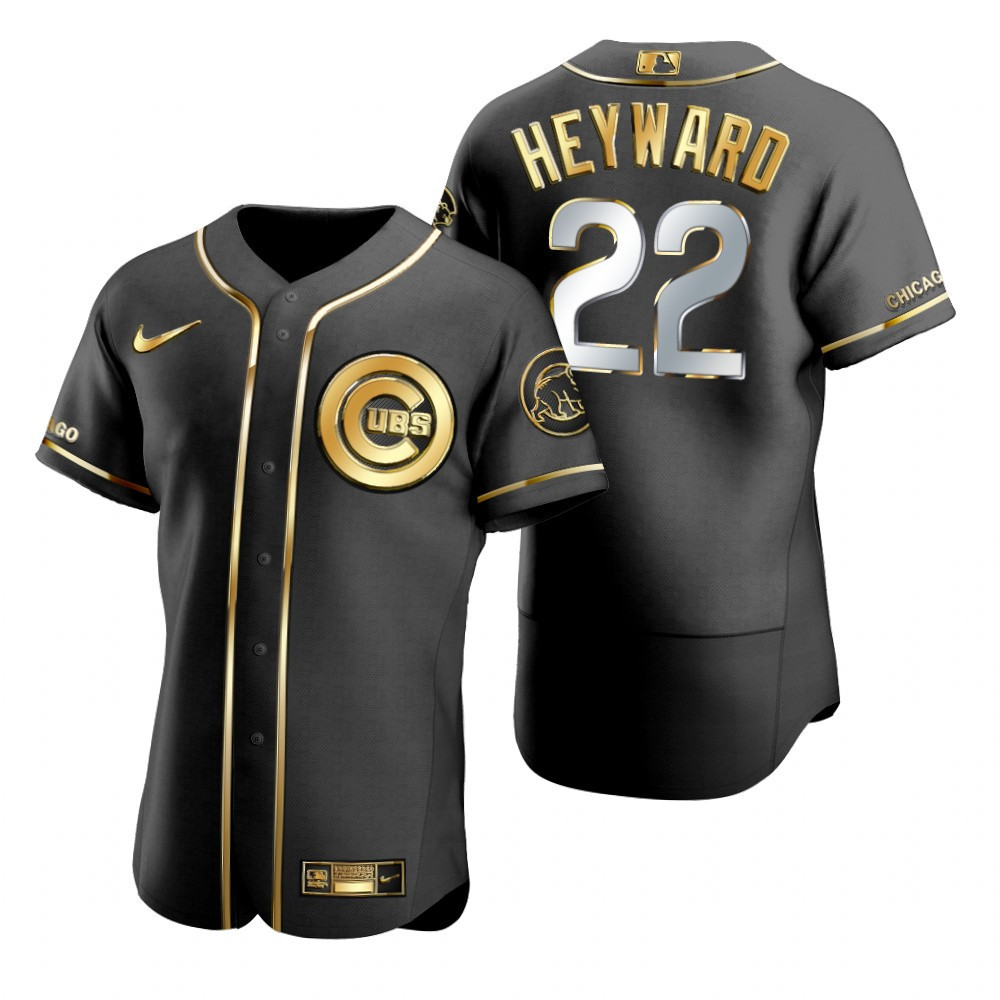 Chicago Cubs #22 Jason Heyward Mlb Golden Edition Black Jersey Gift For Cubs Fans