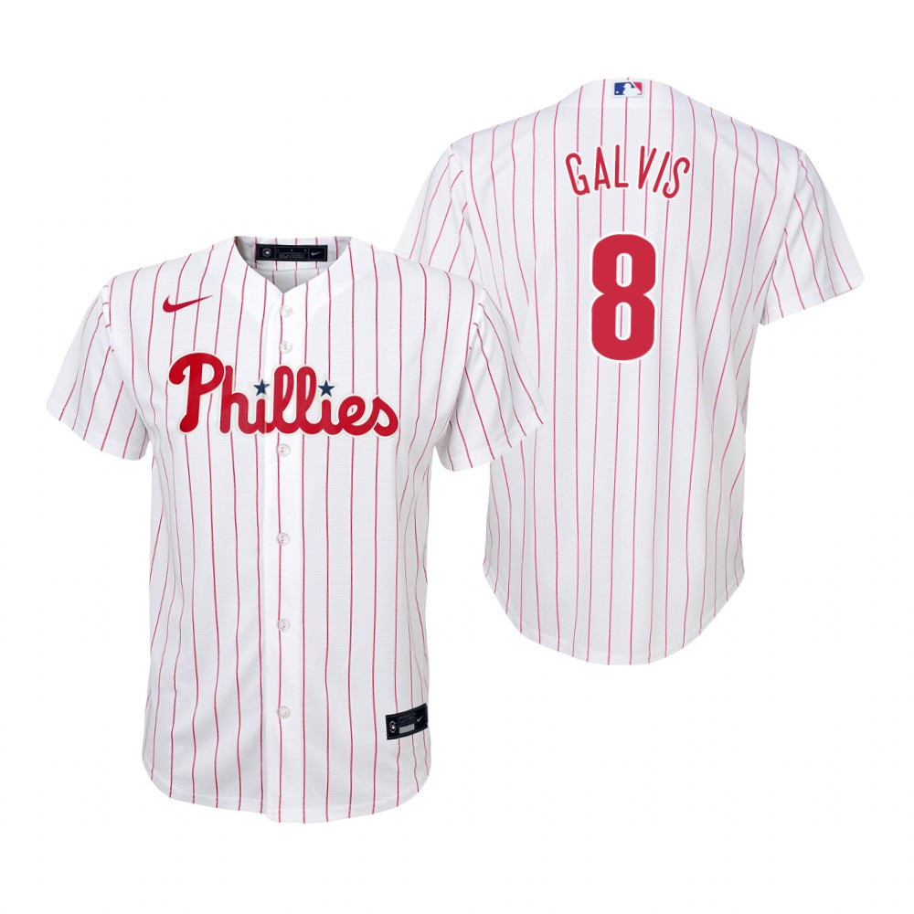 Youth Philadelphia Phillies #8 Freddy Galvis 2020 White Jersey Gift For Phillies Fans