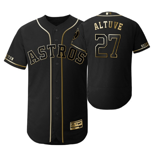 Houston Astros #27 Jose Altuve Mlb 2019 Golden Edition Black Jersey Gift For Astros Fans