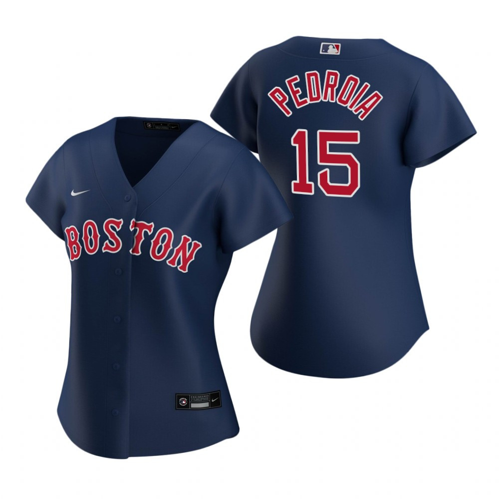 Womens Boston Red Sox #15 Dustin Pedroia 2020 Navy Jersey Gift For Red Sox Fans