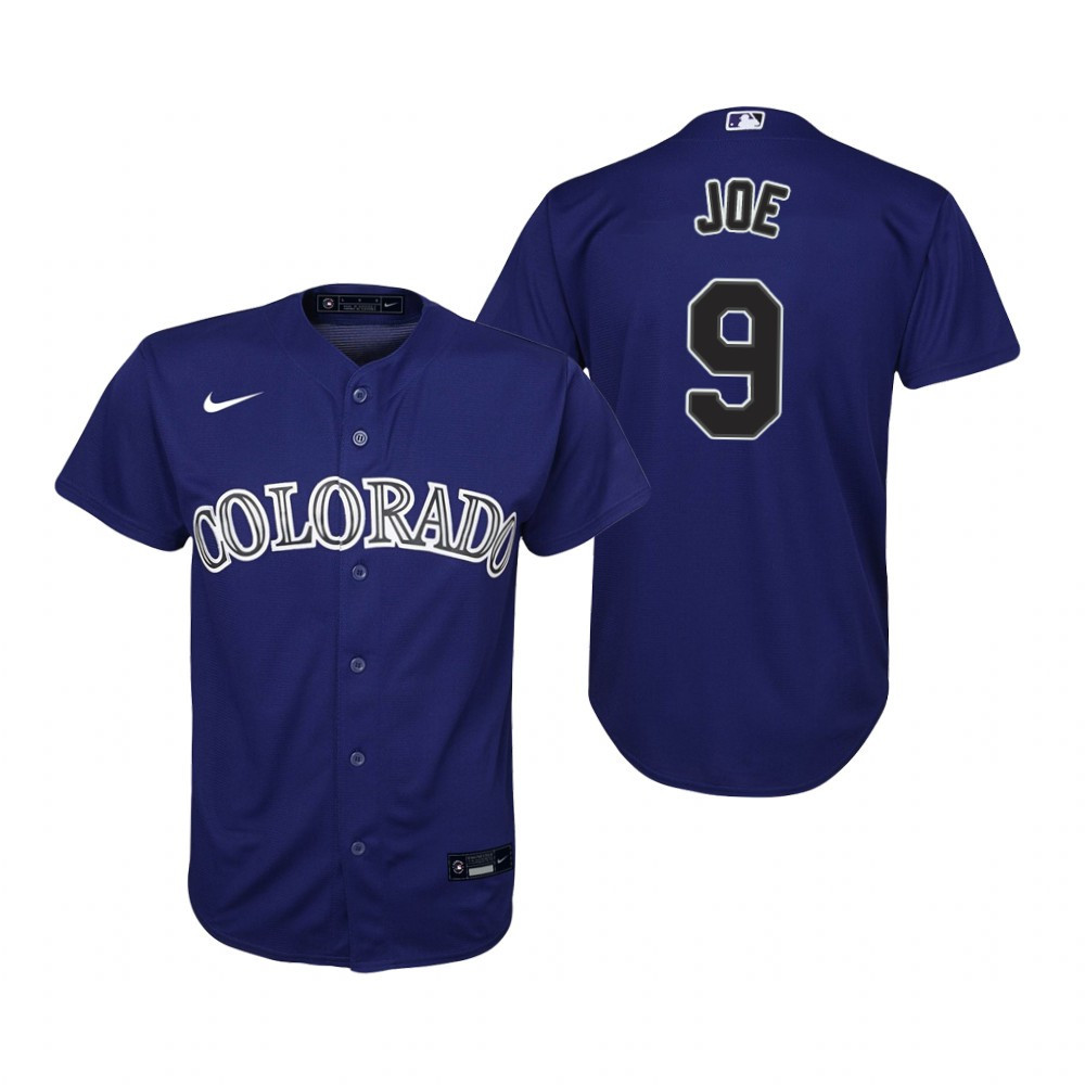 Youth Colorado Rockies #9 Connor Joe Collection 2020 Alternate Purple Jersey Gift For Rockies Fans