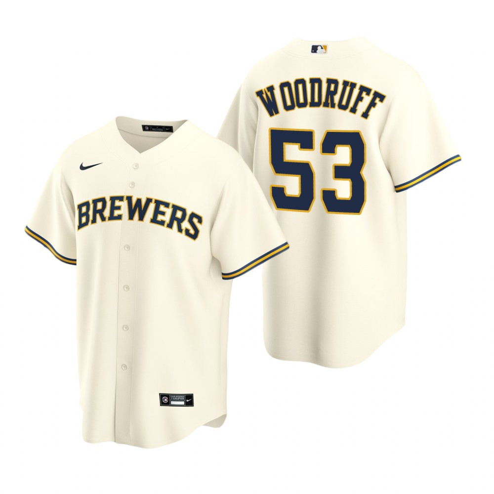 Mens Milwaukee Brewers #53 Brandon Woodruff 2020 Alternate Cream Jersey Gift For Brewers Fans