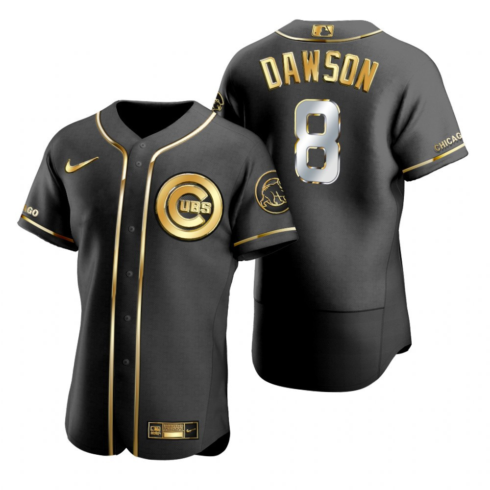 Chicago Cubs #8 Andre Dawson Mlb Golden Edition Black Jersey Gift For Cubs Fans