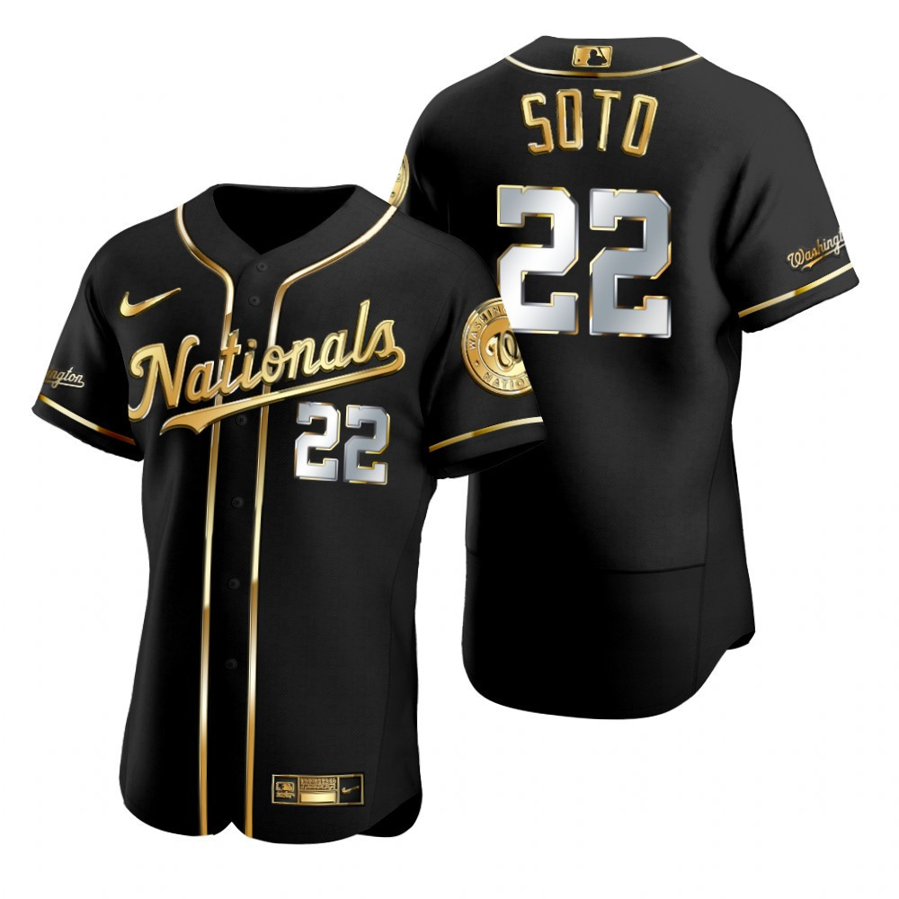 Washington Nationals #22 Juan Soto Mlb Golden Edition Black Jersey Gift For Nationals Fans