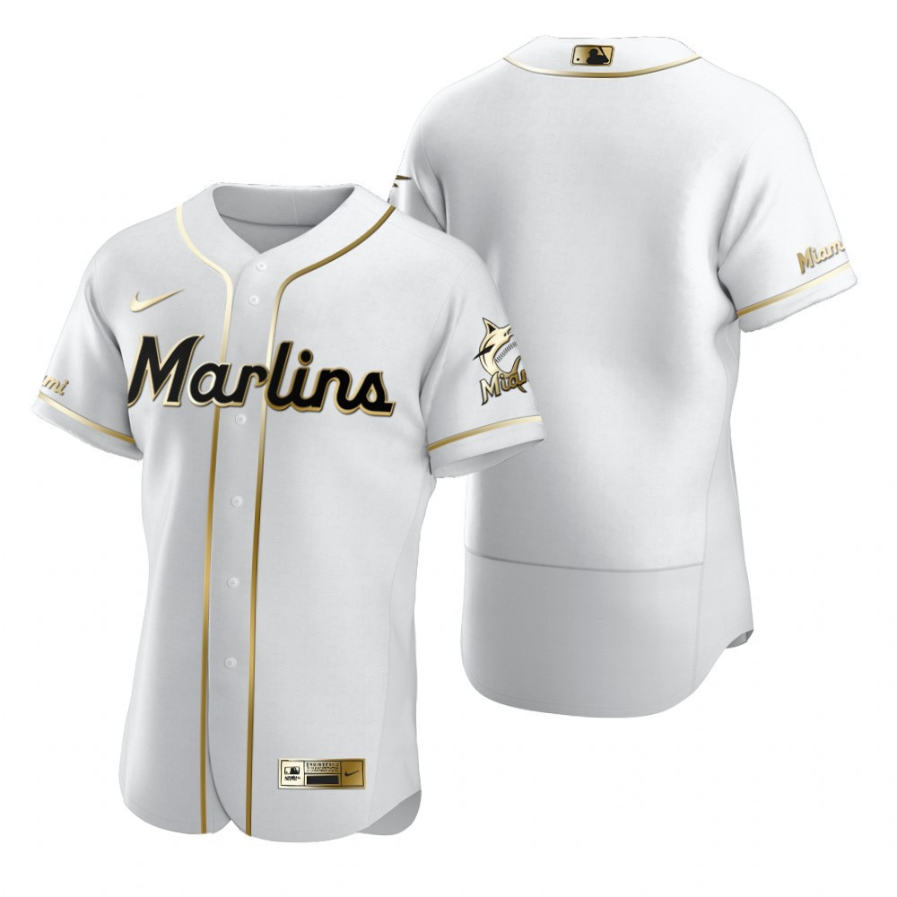 Miami Marlins Mlb Golden Edition White Jersey Gift For Marlins Fans