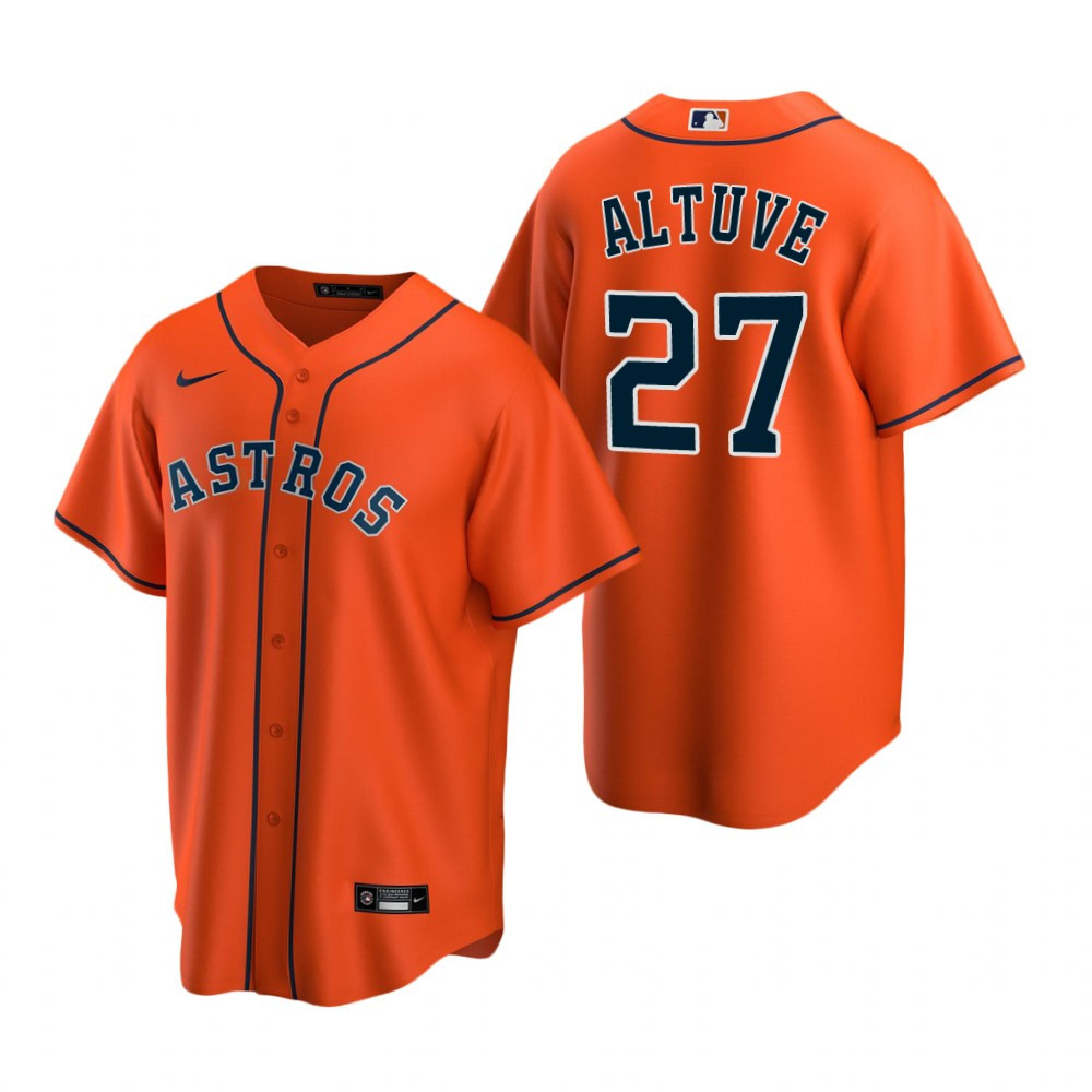 Mens Houston Astros #27 Jose Altuve 2020 Alternate Orange Jersey Gift For Astros Fans