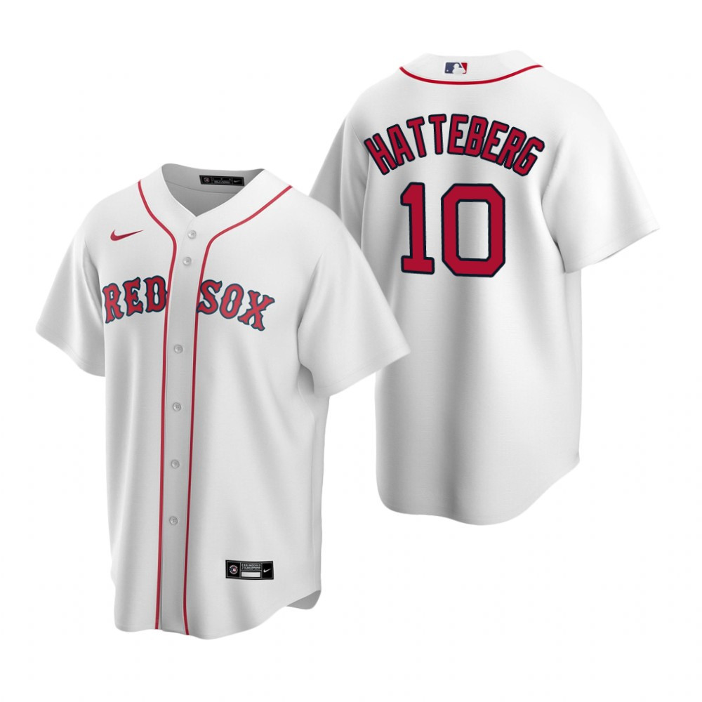 Mens Boston Red Sox #10 Scott Hatteberg White Retired Player Jersey Gift For Boston Red Fans