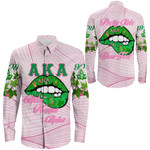Africazone Clothing - (Custom) AKA Lips Long Sleeve Button Shirt A7 | Africazone.store
