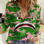 Africazone Clothing - (Custom) AKA Full Camo Shark Women Casual Shirt A7 | Africazone