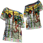 Africazone Clothing - Ethiopian Orthodox Flag Off Shoulder T-Shirt A7 | Africazone