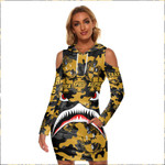 Africazone Clothing - Alpha Phi Alpha Full Camo Shark  Women's Tight Dress A7 | Africazone