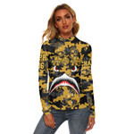 Africazone Clothing - Alpha Phi Alpha Full Camo Shark Women's Stretchable Turtleneck Top A7 | Africazone
